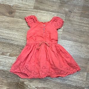 Calvin Klein excellent condition Coral eyelet cotton dress lined 3T toddler girl